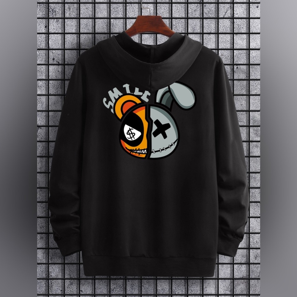 Manfinity Men Cartoon & Letter Graphic Drawstring Hoodie🔥